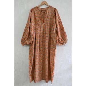 Vestido Maxi Bohemio de Algodón con Estampado a Mano para Mujer, Cintura Natural, Transpirable, Ecológico, Ropa de Verano, Estilo Casual Bohemio - Product Image 1