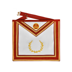 Tablier de chapitre Royal Arch en tissu blanc avec bordure en velours rouge et broderie dorée, personnalisable, de qualité supérieure, pour la vente en gros - Product Image 1