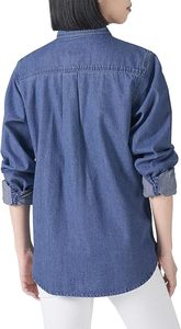เสื้อเชิ้ตยีนส์ผู้หญิง แขนยาว ใส่ได้ในฤดูร้อน สีฟ้าซีด ระบายอากาศได้ดี ผ้าฝ้าย 100% กันยับ เป็นมิตรกับสิ่งแวดล้อม ป้องกันรังสียูวี - Product Image 4