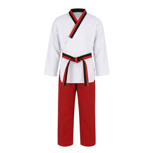 Uniforme de Taekwondo Jaune Personnalisé en Gros pour Enfants et Adultes, Combinaison d'Arts Martiaux Respirante en Coton avec Col Noir et Ceinture Blanche - Product Image 1