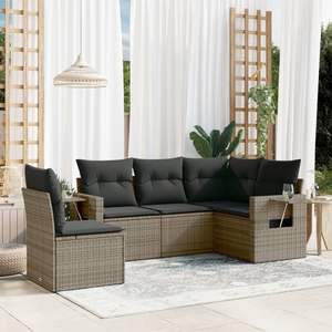 Grey PE Rattan Garden <b>Sofa</b> <b>Set</b> With Cushioned Seats Durable Outdoor Furniture Contemporary Design - Product Image 3