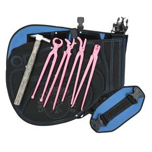 Ensemble complet d'outils de ferrage avec tablier noir, marteau en acier forgé pour clouage, pince à décoler les clous rose, décolleur de clous, décolleur de clous alligator - Product Image 1