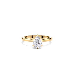 Anillo de Compromiso Solitario con Diamante Cultivado en Laboratorio de Corte Ovalado en Oro Amarillo con Cuatro Puntas, Anillo de Promesa de Boda y Aniversario - Product Image 2