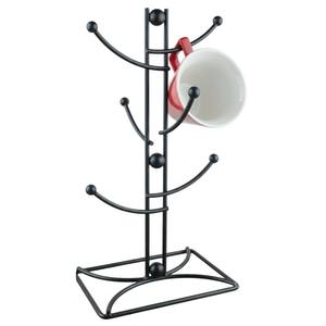 Support de tasses en métal noir de qualité supérieure, en fer, avec 6 crochets, organisateur élégant pour tasses à café et à thé, rangement de comptoir de cuisine - Product Image 1
