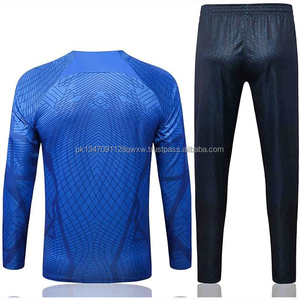 Wholesale Custom Name Sport Tracksuit Autumn Winter Football Jacket Soccer Jersey Set 100% Polyester Breathable V-neck Full - Product Image 2