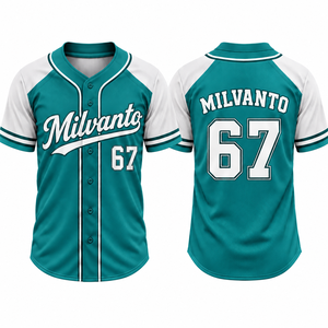 Camisetas de Béisbol Personalizadas Color Verde Azulado, 100% Poliéster, 180 GSM, Premium, para Hombre, Sublimación, Número Personalizado, Uniforme de Béisbol Transpirable - Product Image 1