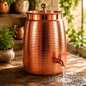 Distributeur d'eau en cuivre martelé avec robinet en laiton, style vintage, pour la maison, en cuivre authentique - Product Image 1