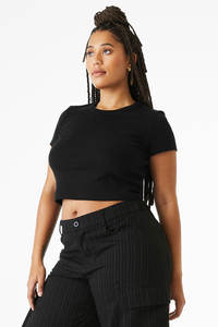 Camiseta Corta de Algodón Elástico Ajustada para Mujer, Estilo Urbano, con Estampado Gráfico Personalizado, Venta al por Mayor para Proveedores - Product Image 2