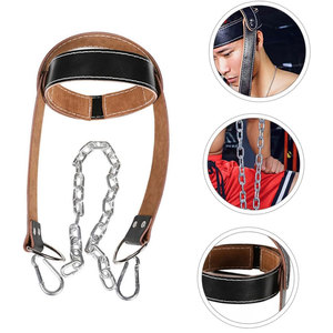 Arnés de Cuello de Cuero con Cadena y Mosquetones para Entrenamiento de Boxeo, Equipo de Protección Ajustable para Adultos - Product Image 4