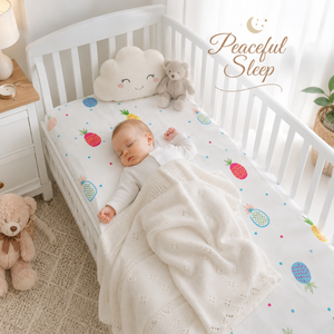 100% Organic Jersey Knitted Baby Cradle Fitted Crib Sheet | Plant/Animal Soft Breathable <b>Nursery</b> Bedding 200TC Custom Logo - Product Image 3