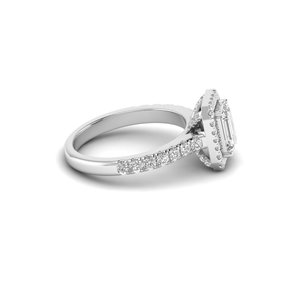 AJRETAIL Anillo de diamante cultivado en laboratorio de 1,76 quilates Oro blanco tachonado Color E VS1 Claridad Corte Esmeralda Certificado IGI para regalo de compromiso - Product Image 2