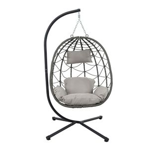 Indoor/Outdoor Swing Egg <b>Chair</b> with Stand Wicker Hanging <b>Basket</b> <b>Chair</b> for Patio Bedroom Living Room - Product Image 2