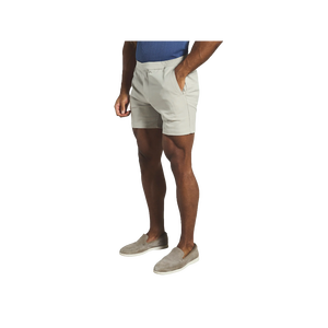 Shorts Bermuda en coton gris clair pour homme, taille élastique, couleur unie, avec poches, tissu Oxford respirant - Product Image 1