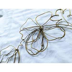 Delicate Gold Wire Floral <b>Wreath</b> Featuring Minimalist Sculpted Blossoms, Elegant, Lightweight Accent Piece For Modern Spaces - Product Image 3