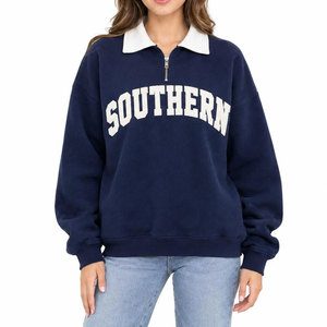 <b>Women</b> Customized Pink <b>Quarter</b> <b>Zip</b> Fleece Sweatshirt Turn Collar Regular Sleeve Casual Winter Wear Front Logo Warm Comfortable - Product Image 6