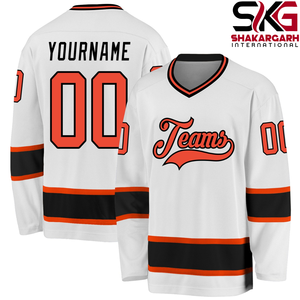 Maillot de hockey sur glace personnalisé, 100% polyester, nom de l'équipe, numéro, col en V, manches longues, uniforme sportif - Product Image 1