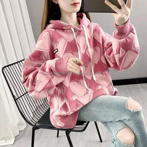 เสื้อฮู้ดแฟชั่นผู้หญิงปี 2022 ผ้าฟลีซหนานุ่ม แขนยาว สไตล์ลำลอง ลายหัวใจ - Product Image 2