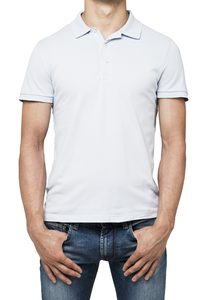 Polo pour homme avec logo personnalisé, motif uni, tissu tricoté en mélange polyester-coton - Product Image 4