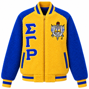Chaqueta Bomber Reversible para Mujer en Amarillo y Azul Rey, con Letras Bordadas en Chenilla, Cierre Completo, Abrigo Cálido para Invierno - Product Image 6