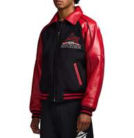 Veste varsity noire et rouge pour homme Avirex, logo brodé en cuir, fermeture éclair sur le devant, vêtement décontracté d'automne, imperméable et coupe-vent
