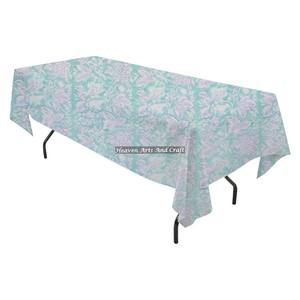 Nappe rectangulaire en coton imprimé au bloc, nappe de table rectangulaire avec motif floral imprimé à la main - Product Image 6