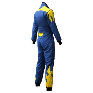 Traje de Carreras Ignífugo Azul de Manga Larga con Estampado de Llamas Amarillas para Hombre, Ropa de Carreras de Motos y Automóviles para Adultos - Product Image 3