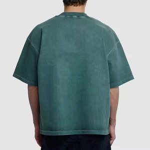 Camisetas de cuello alto para hombre, 230 g/m², de primera calidad, corte holgado, de algodón, manga corta, cuello redondo, para uso diario informal, estilo baggy. - Product Image 4