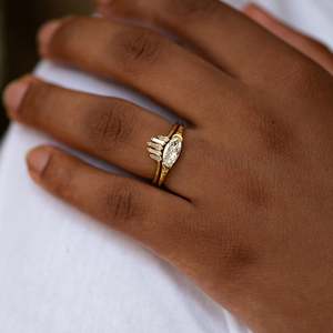 Women's Marquise Cut <b>Diamond</b> <b>Ring</b> In Yellow Gold Classic Style Engagement - Product Image 5