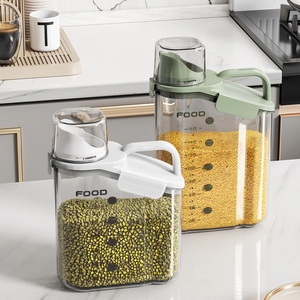 Bocaux en <span class=keywords><strong>plastique</strong></span> scellés pour le stockage du riz, barils anti-humidité pour cuisines domestiques, avec tasses à mesurer, boîtes à céréales diverses - Product Image 4