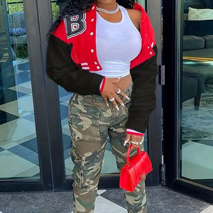 Premium Quality Women's Varsity Baseball <b>Jacket</b> Sheep Skin Crop Slim Fit Custom Logo Embroidery <b>Sequins</b> Cotton Blend Wool - Product Image 3