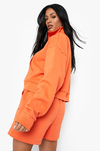 Trending Custom Female 2 Piece <b>Lounge</b> Wear Casual Sweatsuit Set Tracksuit Womens Sweatshirt and <b>Shorts</b> Set - Product Image 5