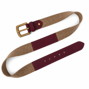 Cinturón de Lona para Hombre con Detalles en Cuero y Hebilla de Latón, Cinturón Casual para Hombre, Proveedor Mayorista B2B para Cinturones de Moda Casual Masculina - Product Image 1
