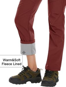 Unisex Heated Windproof <b>Fleece</b> <b>Lined</b> Ski Pants Red 100% Polyester -Tex Elastic Closure Outdoor Wear - Product Image 3