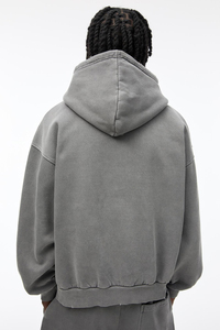 Sweat-shirts pour hommes avec logo personnalisé OEM, coupe classique, fermeture éclair, polaire vintage, lavage à l'acide, sweats d'hiver respirants, 100% coton, 6XL, imprimé Y2K - Product Image 5