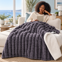 Plaid chauffant 50*60 pouces en fausse fourrure de lapin Shepral double couche, 9 niveaux de chauffage, protection contre la surchauffe, lavable en machine
