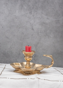Vintage <b>Brass</b> Chamberstick Antique Candle <b>Holder</b> Heavy <b>Brass</b> <b>Candlestick</b> <b>Holder</b> Taper Candle Stand Handheld Vintage Candle Stand - Product Image 3