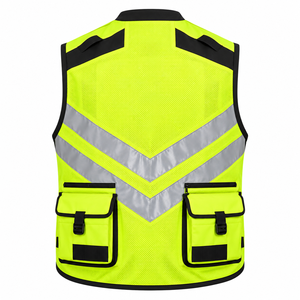 Gilet de travail de sécurité durable avec panneaux réfléchissants de couleur fluorescente, poches pratiques et design confortable pour les entrepreneurs - Product Image 4