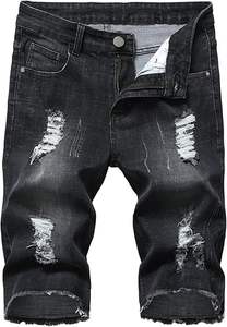 2026 Summer <b>Men</b>’s Vintage Washed Distressed Denim <b>Shorts</b> Loose Fit Baggy <b>Jean</b> Casual Streetwear - Product Image 4