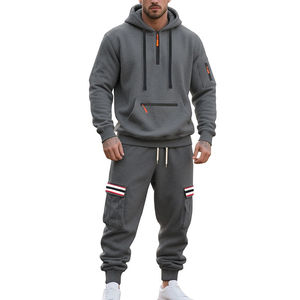 Custom Men Hoodie Tracksuit <b>Set</b> Casual Fleece Jogger Suit Streetwear Sweatshirt & Cargo Pants Two Piece Outfit - Product Image 5