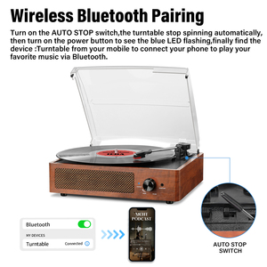 Reproductor <span class=keywords><strong>de</strong></span> Vinilo Retro con Altavoces, Tocadiscos <span class=keywords><strong>de</strong></span> Alto Rendimiento, Giradischi, Ideal <span class=keywords><strong>para</strong></span> Regalo - Product Image 3