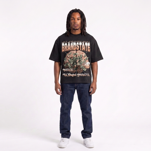 T-shirt noir à manches courtes pour homme avec imprimé Brain Money, streetwear, col rond, coupe classique, jersey décontracté pour homme - Product Image 5