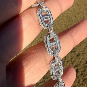 Bracelet à maillons ovales Moissanite Iced Out, Chaîne Tennis de luxe Hip Hop, Bijoux pour hommes - Product Image 1
