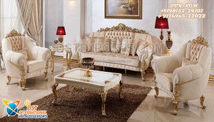 Ensemble de canapés de salon en bronze antique polonais Meubles de salon en bois poli platine antique Ensemble de canapés de luxe pour la maison - Product Image 5