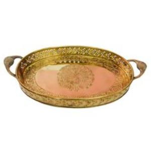 Plateau de service en laiton de qualité supérieure, finition antique, accessoire décoratif pour la restauration, les événements, les banquets, les hôtels et les réceptions domestiques - Product Image 6