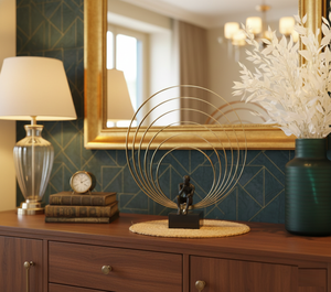 Luxury abstract metal <b>tree</b> sculpture with wooden base modern artistic home <b>decor</b> centerpiece for living room office - Product Image 2
