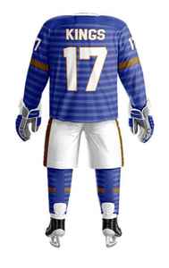Maillot de hockey sur glace Kings pour homme, manches longues, sublimé, rayures bleues et jaunes, évacuation de l'humidité, coupe classique, vêtement d'hiver - Product Image 5