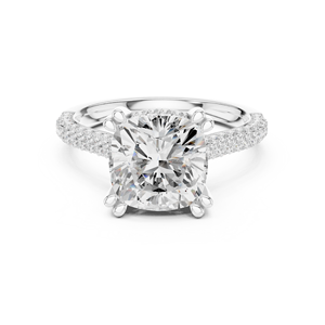 <b>Big</b> Bold Beautiful 4 Ct Square <b>Cushion</b> Cut Lab Grown Diamond Engagement Wedding Proposal Ring SATVIK RATNA Luxury - Product Image 2