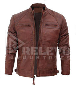 Chaqueta de Motociclista de Cuero para Hombre, Resistente a la Abrasión, Reforzada, con Costuras Reforzadas - Product Image 4