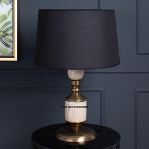 Fancy Elegant Modern Stylish Aluminum Metal Gold Antique Finish Black Fabric Shade Table Lamp Decorative Modern - Product Image 2