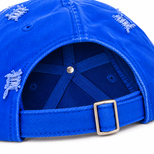 Casquette de baseball bleue vintage délavée avec numéro 7 brodé, détails vieillis, fermeture réglable, pour sports décontractés en extérieur - Product Image 6